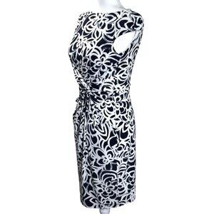 Lauren Ralph Lauren Womens Dress Size 2 Black & White Floral Print Sleeveless